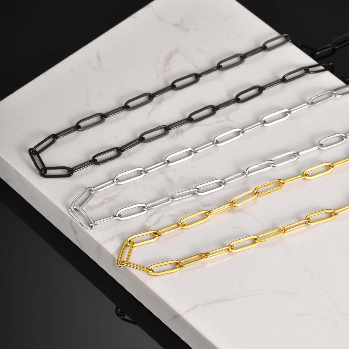 Thick Chain Stainless Steel Rectangular Chain Necklace Collarbone Chain Sweater Chain Men
