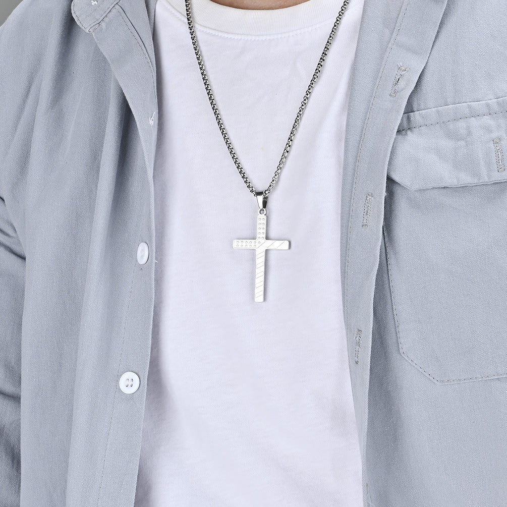 Planderful American Flag Cross Necklace Titanium Steel Unisex Hip Hop Style Premium Daily Wear