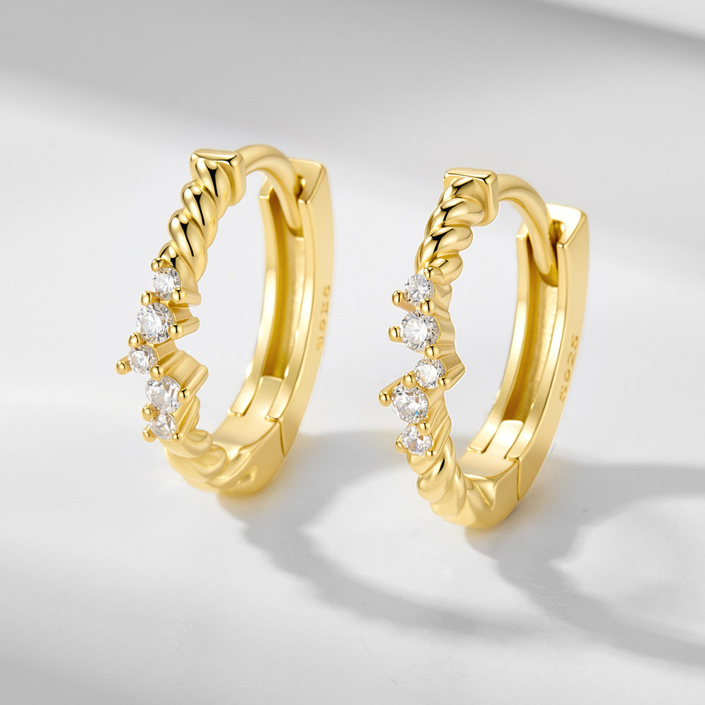 S925 Sterling Silver Zircon Earrings Ear Buckles Exquisite