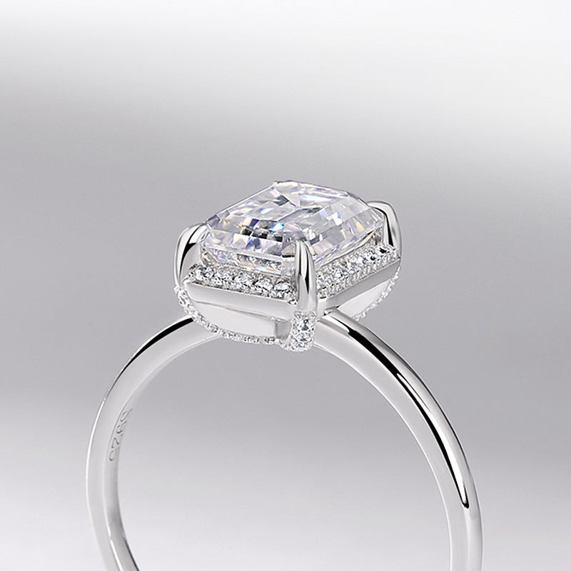Planderful Four-Prong Moissanite Sterling Silver Ring – 6 × 8 mm, 1.7 ct