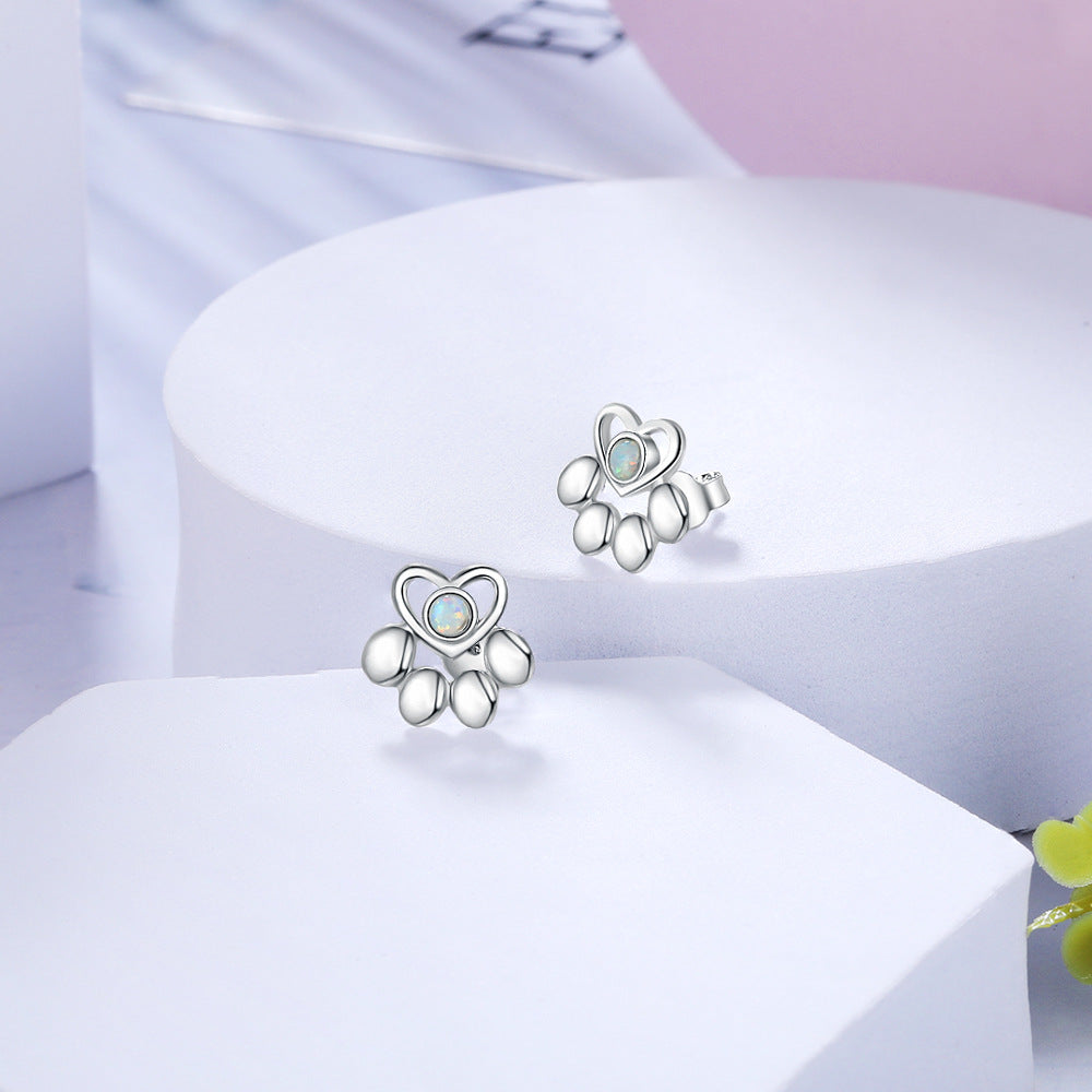 Planderful Jewelry Opal Heart Earrings Sterling Silver