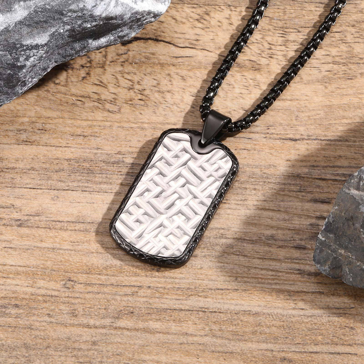 Dog Tag Black Stainless Steel Necklace for Men
