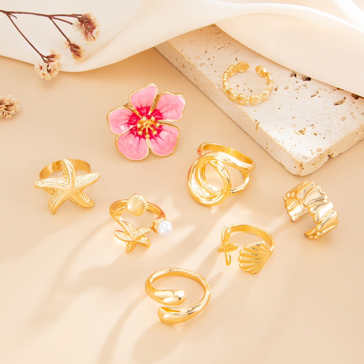 Planderful Vienna Verve Baroque Pearl Ring With Opening Feature Pastoral Pink Flower Statement For Women