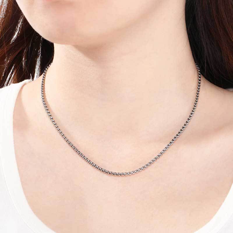 Commuter Versatile Stainless Steel Square Pearl Necklace Plain Chain Men's And Women's'S Factory