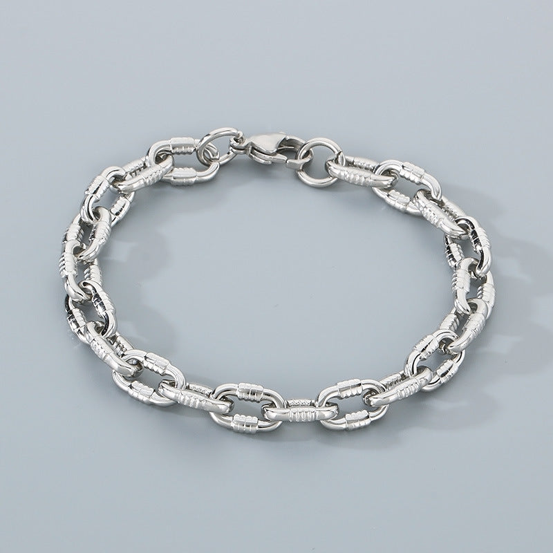 Planderful Unisex Hip Hop Stainless Steel Bracelet