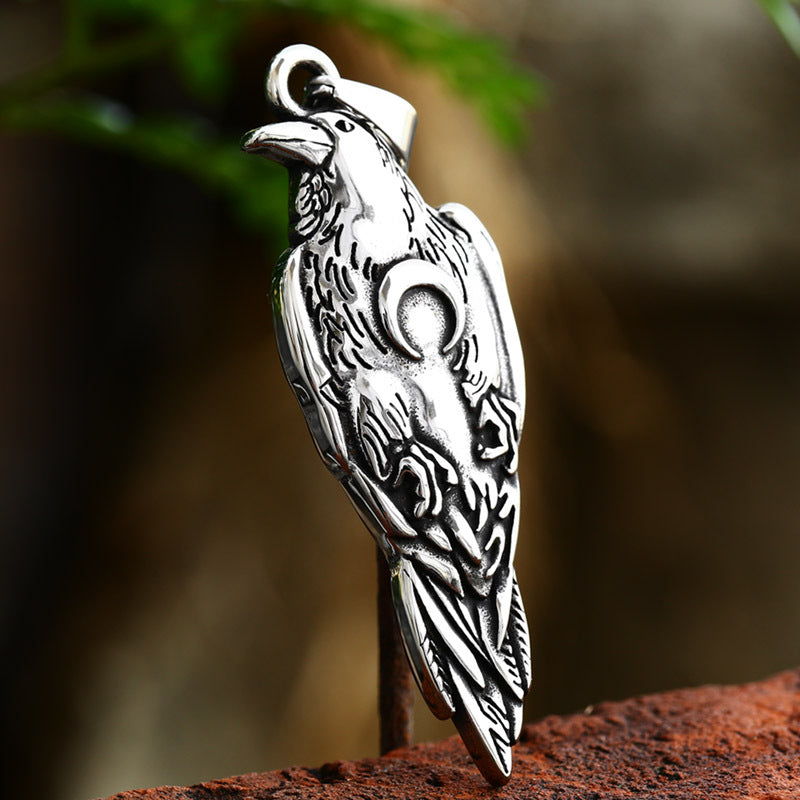 Nordic Viking Crow Titanium Steel Pendant - Retro Animal Jewelry for Men in Wholesale Fashion