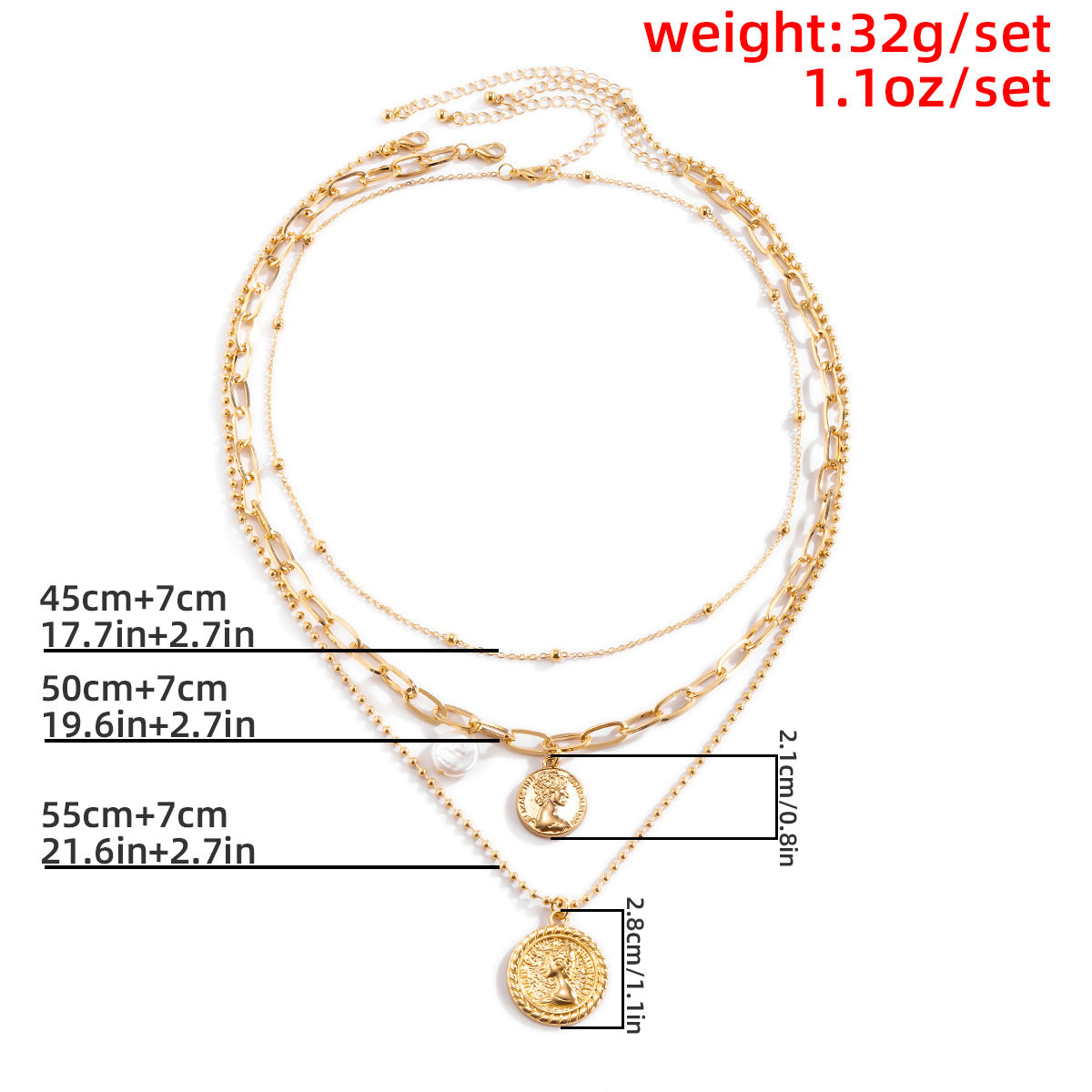 Planderful Vienna Verve Pearl Pendant Necklace For Women - Retro Multi-Layer Bead Chain, Statement Jewelry