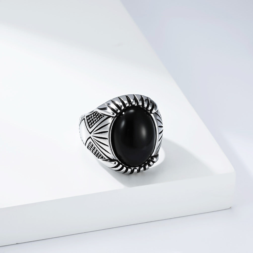 Planderful Everyday Genie Retro Black Stone Ring For Modern Luxury Seekers And Style Enthusiasts