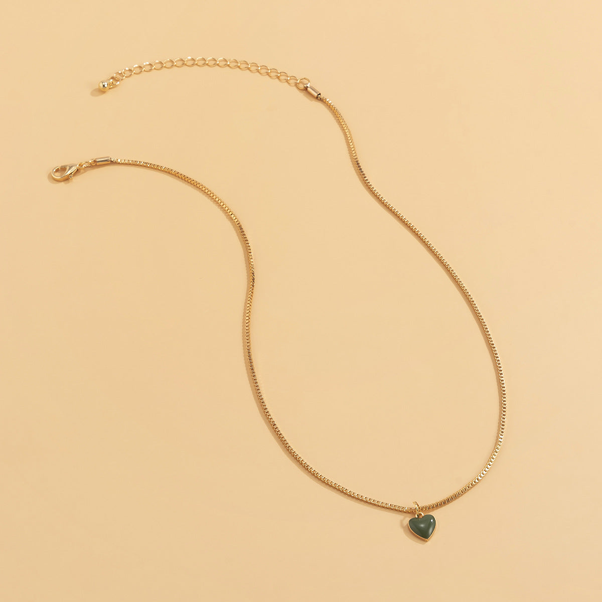 Planderful Vienna Verve Dripping Oil Peach Heart Necklace for Women Macaron Color Box Chain Statement Jewelry
