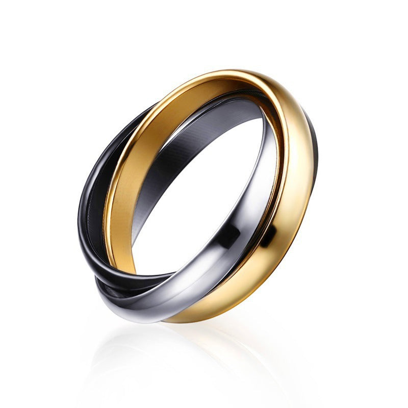 European And American Jewelry Three-In-One Plain Fashion Ring