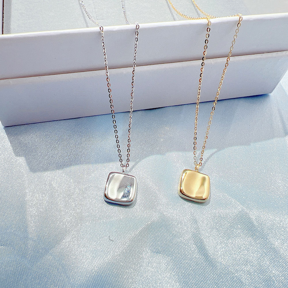 New Personalized S925 Silver Geometric Square Necklace