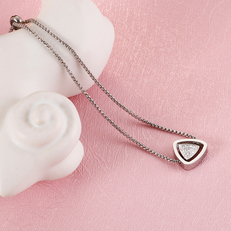 Daily Commuting Minimalist Stainless Steel Geometric Zircon Bracelet Square Pearl Chain