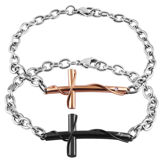 Planderful Everyday Genie Titanium Steel Bracelet For Couples With Personalized Cross Engraving Trendy Hip Hop Jewelry