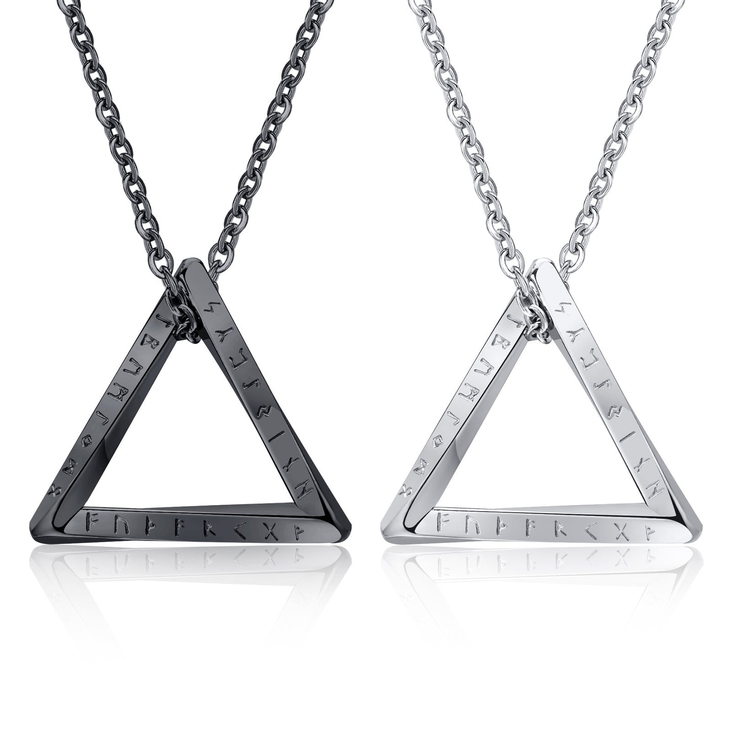 Men's Stainless Steel Pendant Necklace Viking Luhn Triangle Geometric Steel Black for Men