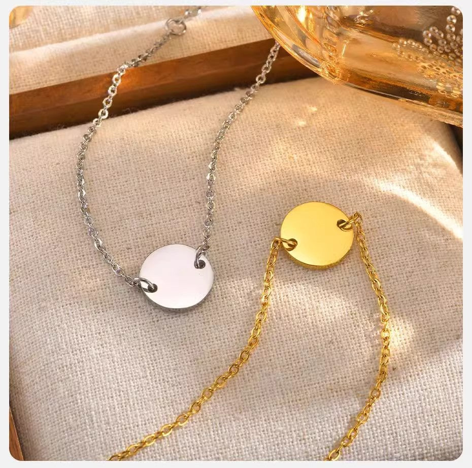 Planderful Jewelry Stainless Steel Round Label Bracelet for Women Minimalist Everyday Accessory