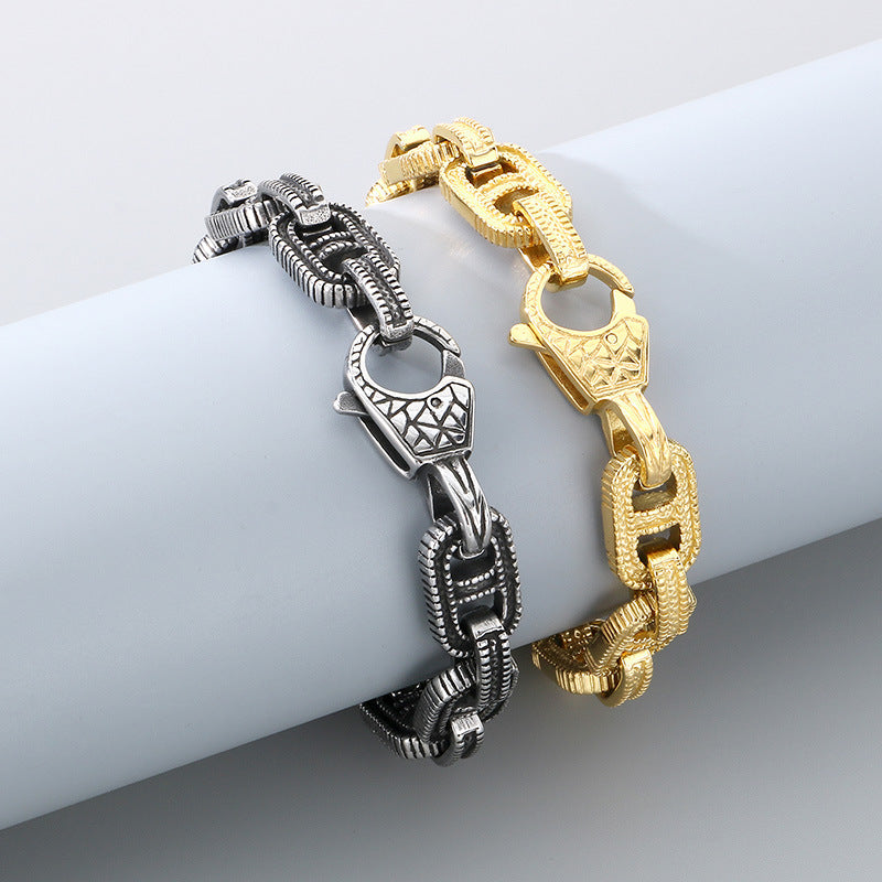 Planderful 12mm Chain Stainless Mens Punk Bracelet Bold