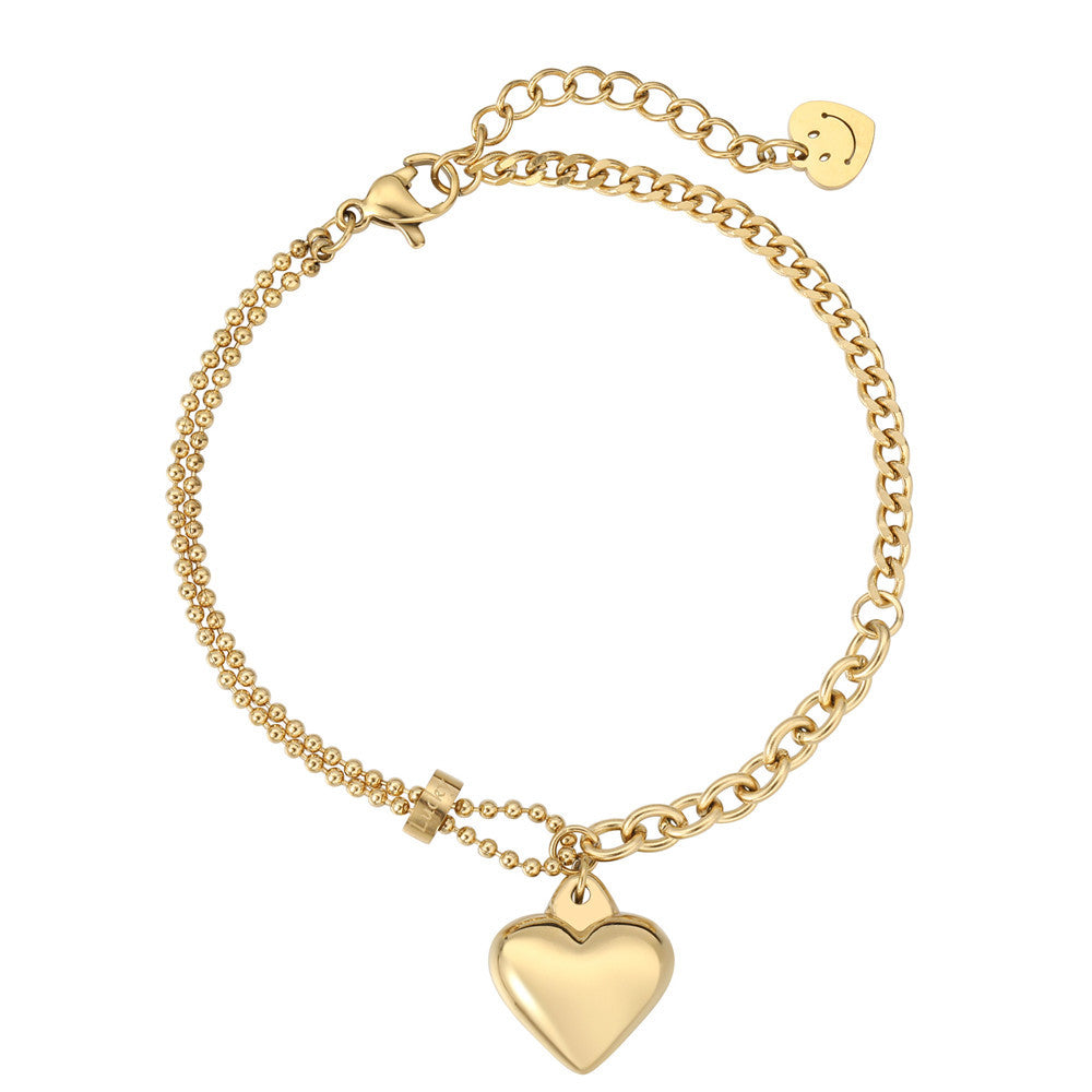 Titanium Steel Bracelet For Women Peach Heart Charm Minimalist Chic By Planderful Everyday Genie