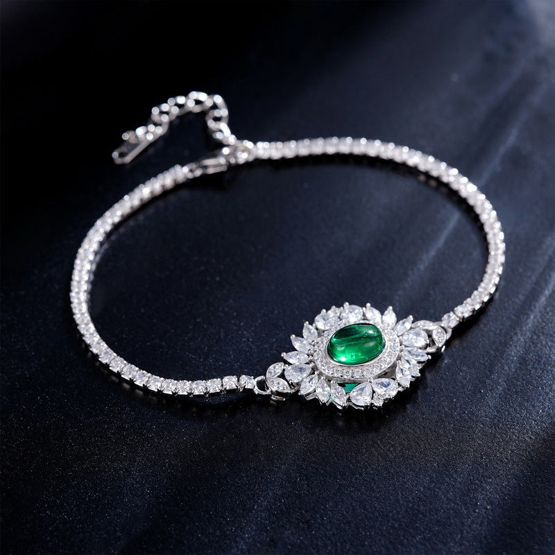 Planderful Gala Fireworks – Elegant Lab Grown Emerald Silver Bracelet