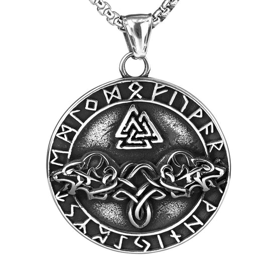 European and American Jewelry Wholesale Titanium Steel Pendant Men's Stainless Steel Necklace Retro Viking Triangle Logo