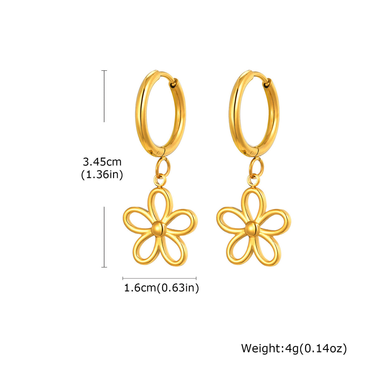 Stainless Steel Floral Jewelry — Earrings or Necklace