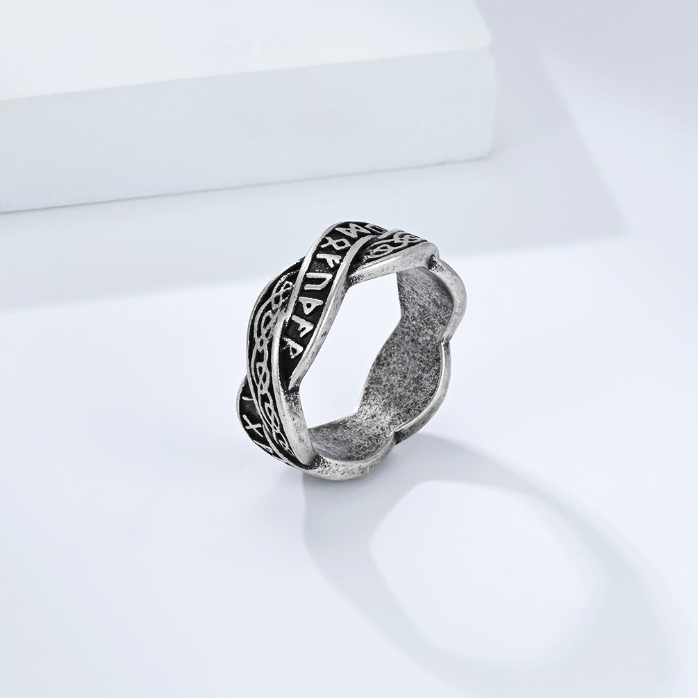 Planderful Stainless Steel Viking Ring With Eternal Knot Weave For Unisex Jewelry