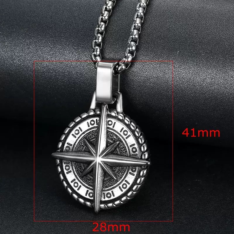 Planderful Navigator Compass Necklace For Men Stainless Steel Retro Pendant For Everyday Adventure