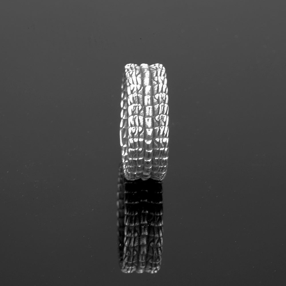 European And American Jewelry Wholesale Men's Titanium Steel Ring Retro Dragon Scale Ring No Rust No Allergy