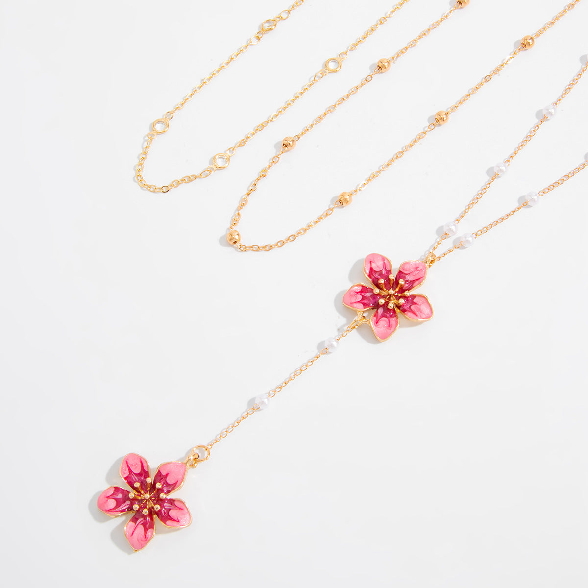 Crystal-Style Dripping Flower Y-Necklace