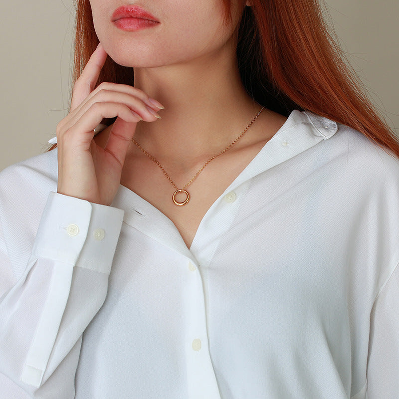 Ins Style Jewelry Gold Women's Circle Necklace Simple Design
