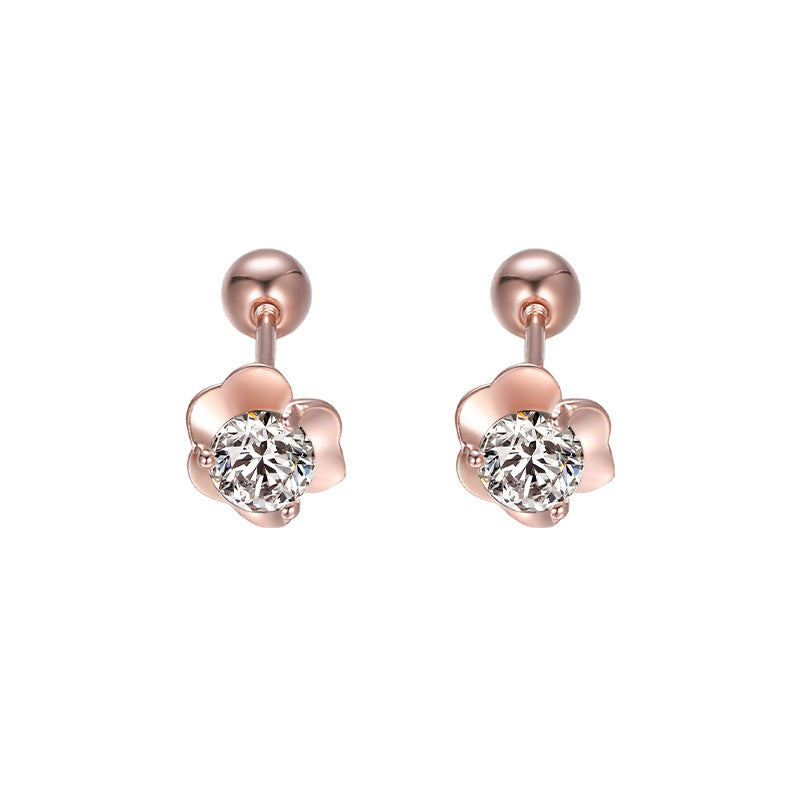 Vintage Clover Rose 925 Sterling Silver Earrings