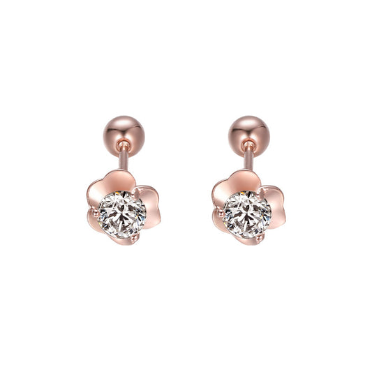 Vintage Clover Rose 925 Sterling Silver Earrings