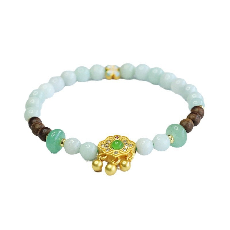 Jadeite Ruyi & Round Bead 6 mm Bracelet