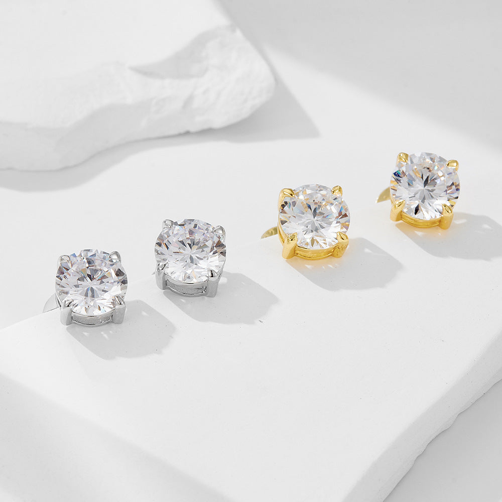 European and American Cross-Border S925 Silver Zircon Stud Earrings