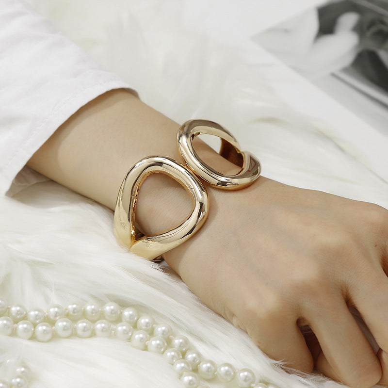 Golden Glamour Statement Bracelet, Unique Handcrafted Jewelry for Women