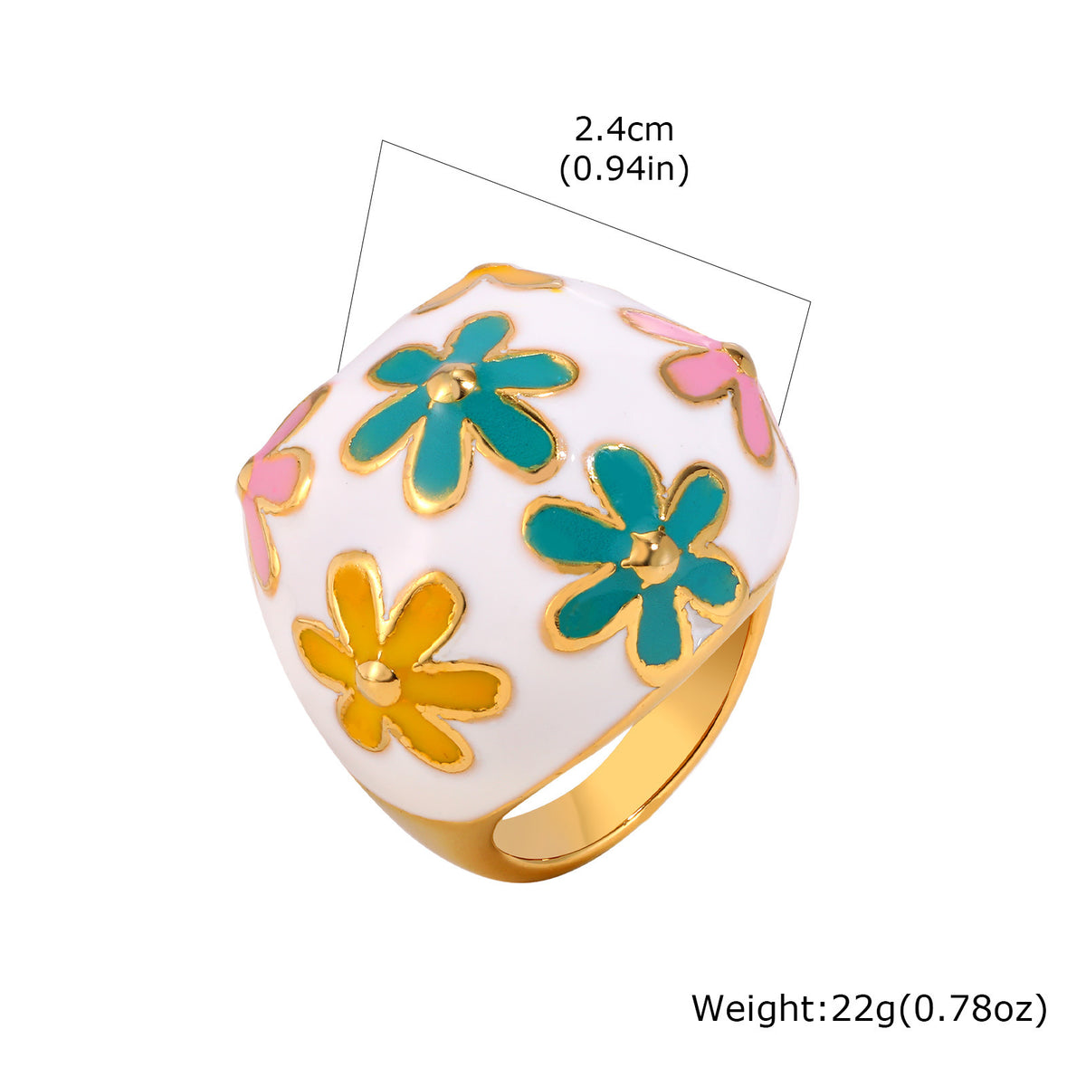 Stainless Steel Literary & Artistic Style French Design Flower Ring Female