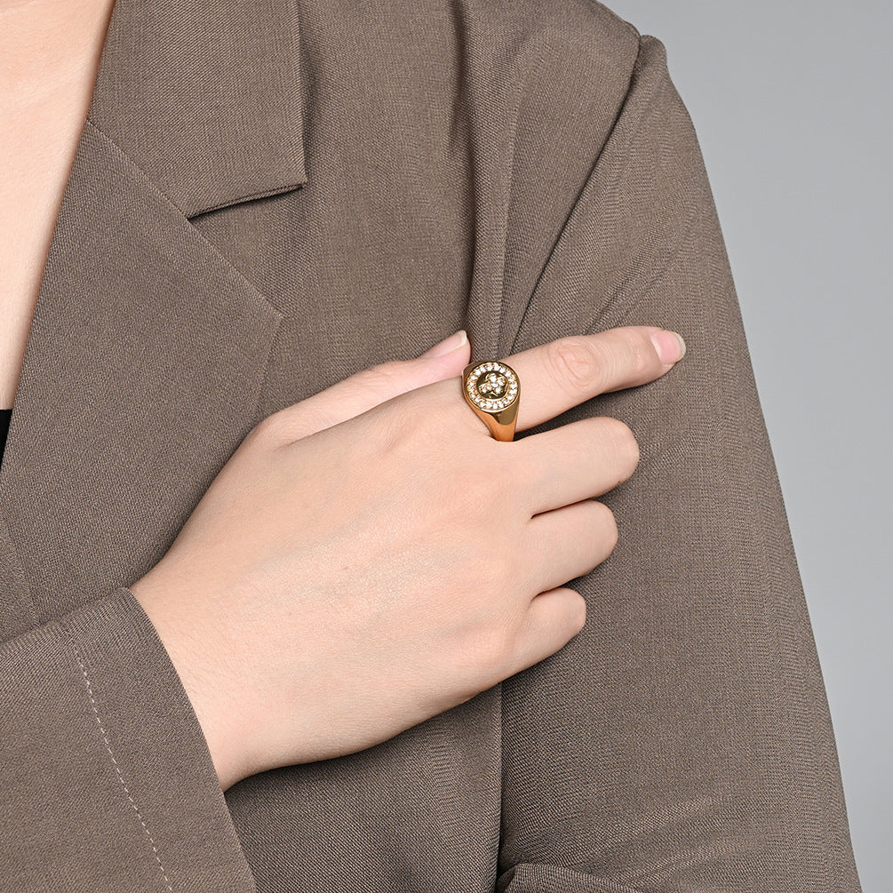 Cross Zircon Stainless Steel Ring