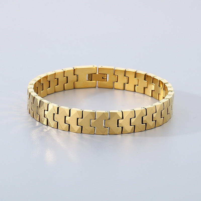 Planderful Men Arrow Bracelet 18K Gold Tungsten Steel