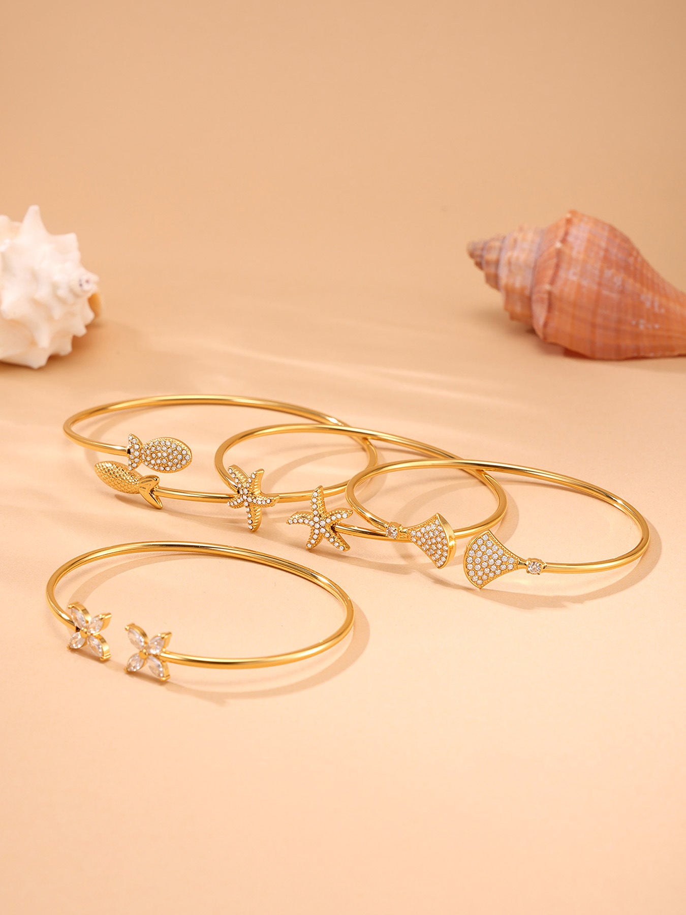 Planderful Ocean Zircon Starfish Bracelet For Her 18K Gold