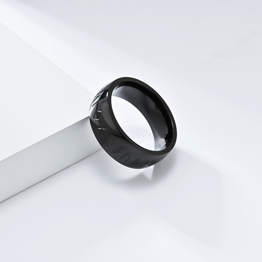 Planderful Viking Ring Luhn Rune Titanium Steel Band For Men Bold Neutral Style Everyday Genie