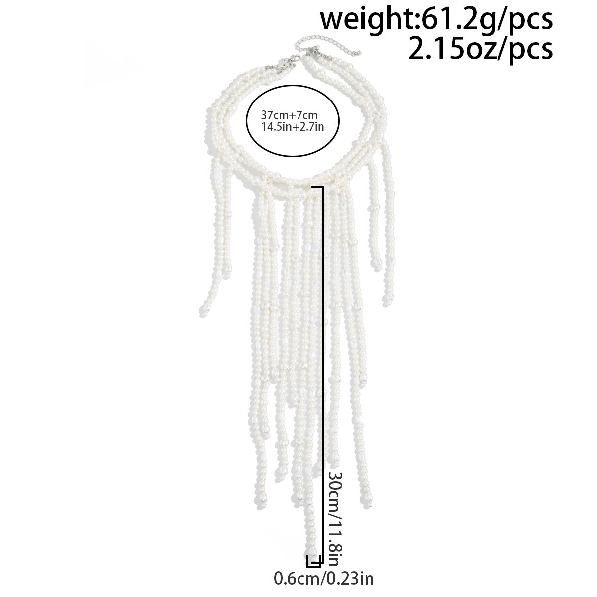 French Pearl Bead Long Fringe Necklace