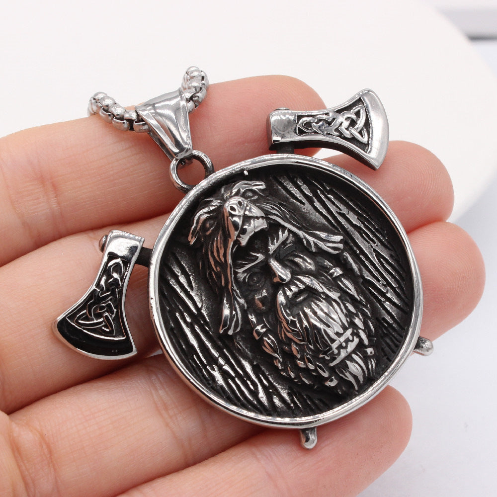 Nordic Viking Axe Pendant Titanium Steel Unisex Jewelry With Protection Statement Planderful