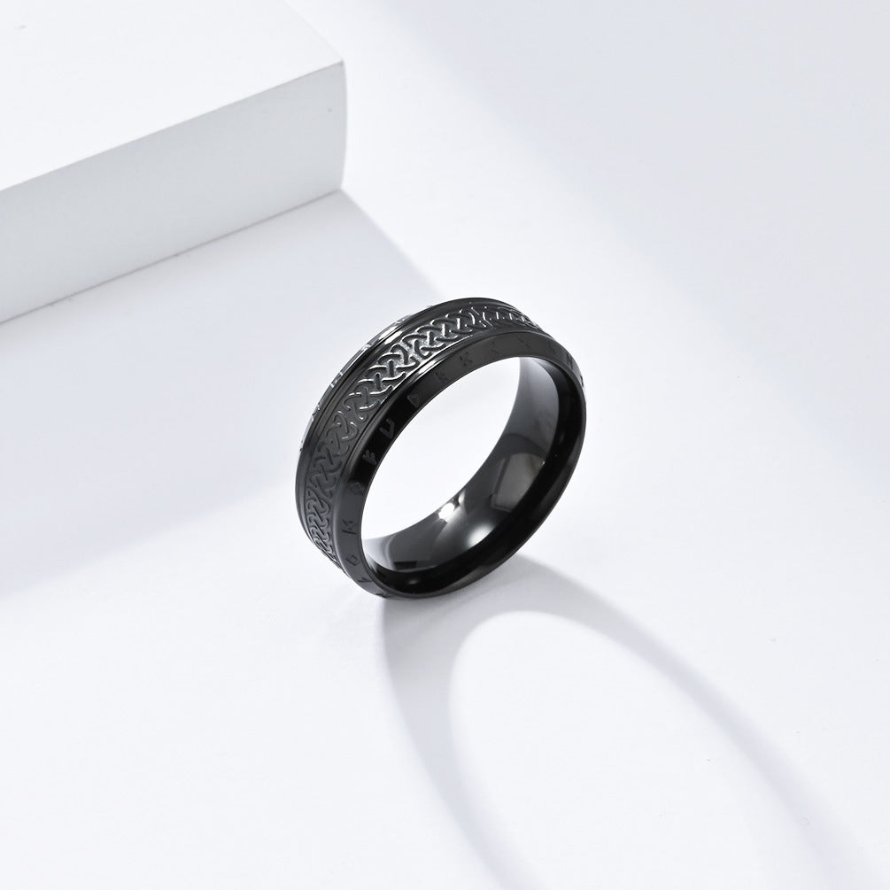 Nordic Retro Celtic Knot Viking Titanium Steel Ring for Men
