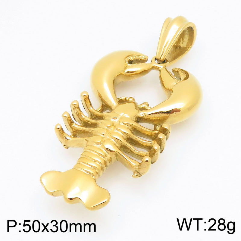 Hipster Animal Ocean Vacation Style Lobster Stainless Steel Men's Pendant Necklace