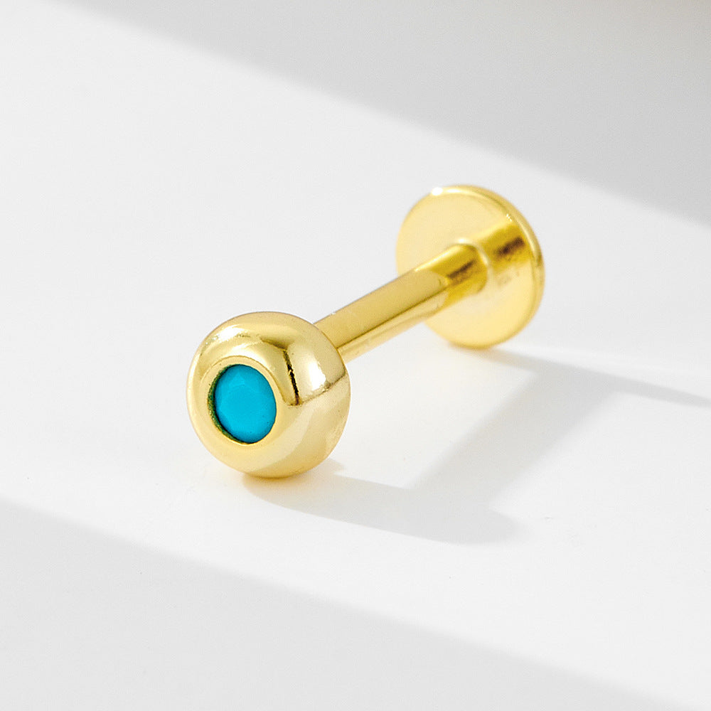 Planderful S925 Sterling Silver Turquoise Piercing Stud Earrings For Fashion Forward Women