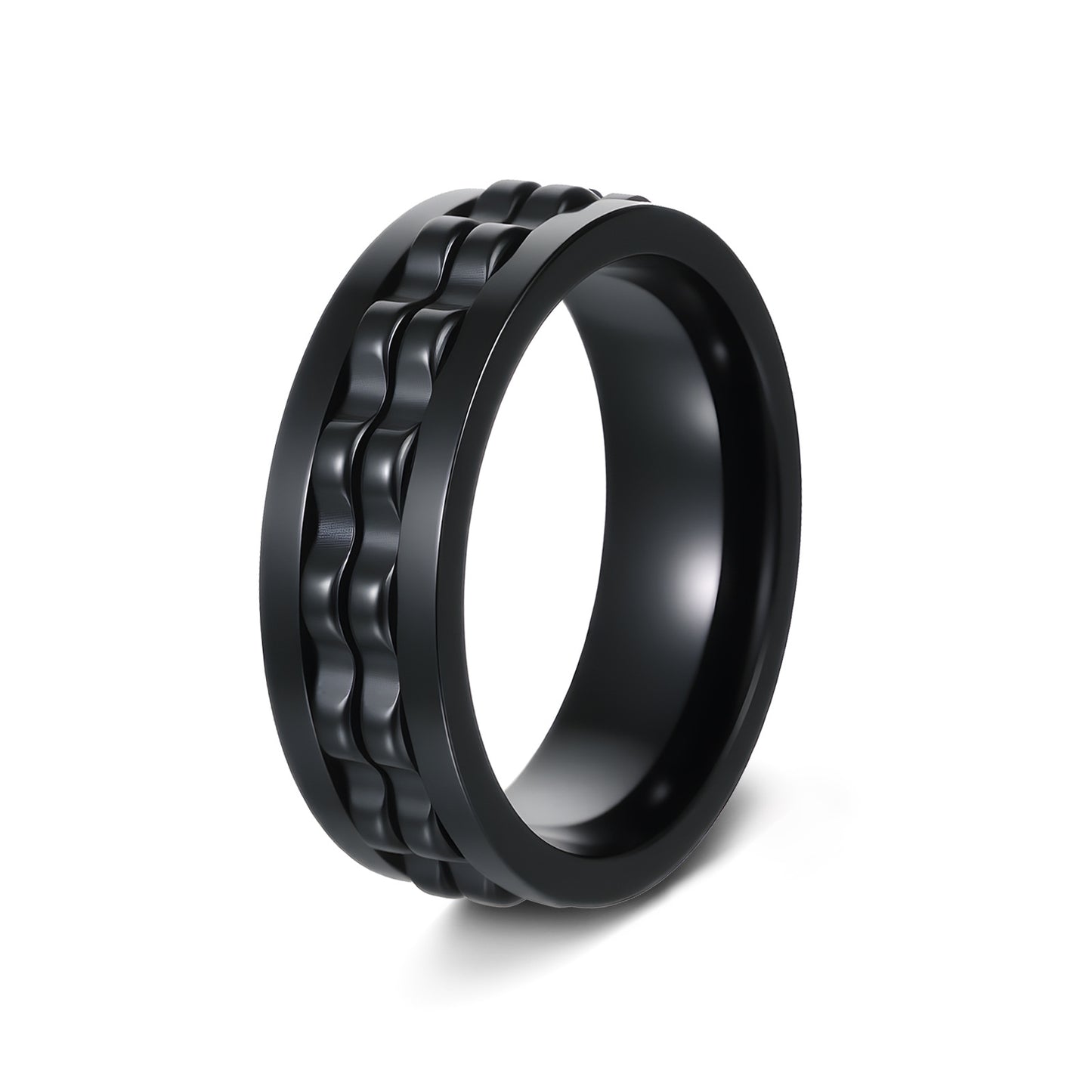 Planderful Rotating Gear Ring Multicolor For Men Unisex Titanium Steel Decompression Jewelry