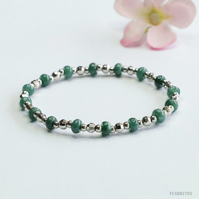 Blue Water Jadeite Abacus Bead 5 mm Bracelet