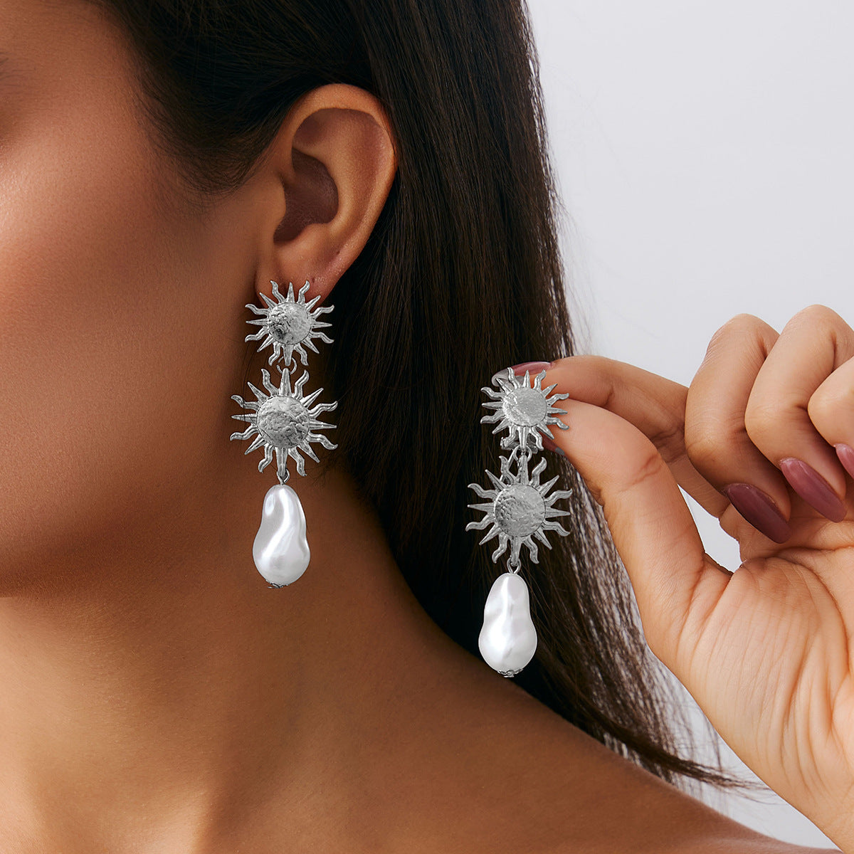 Planderful Vienna Verve Sunflower Fringe Earrings Bold Statement Pearl Leaf For Vintage Lovers
