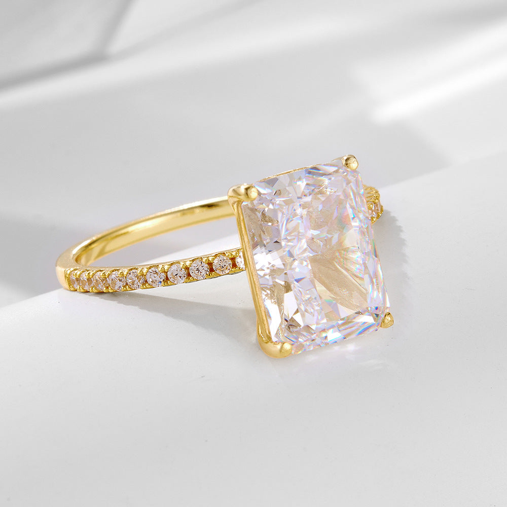 S925 Sterling Silver Ice Flower Cut 5a Zircon Ring High-Quality Wedding