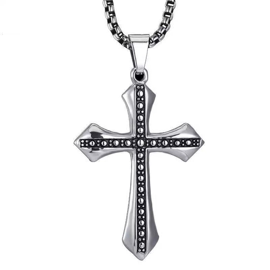 Planderful Jewelry Mens Stainless Steel Cross Necklace Domineering Fashion Pendant For Men