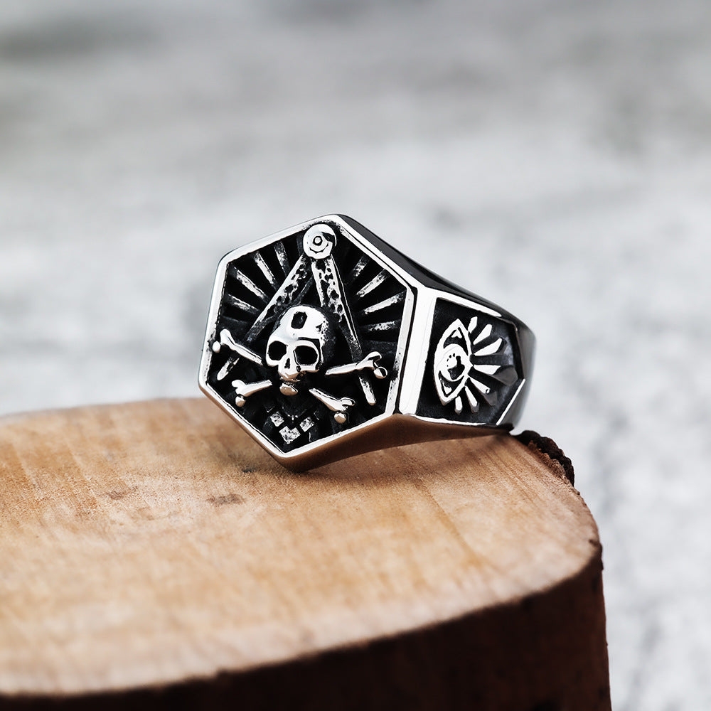 European and American Vintage Stainless Steel Men's Ring